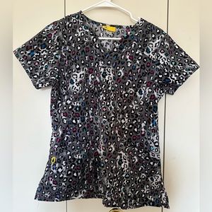 cheetah scrub top